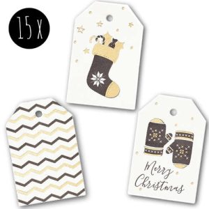 cadeaulabels | kerst | merry christmas | 15x | sparkly