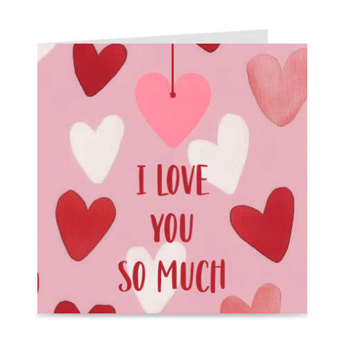 kaart | I love you so much | hartje | roze
