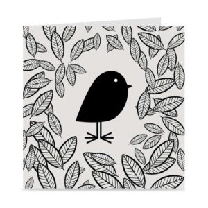 kaart | blanco | birds and leaves
