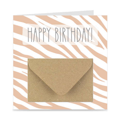 kaart voor cadeau | happy birthday | zebra | roze