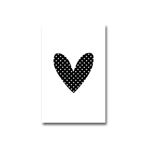 minikaartje | hartje met dots | wit-zwart