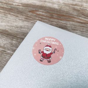 ronde sticker | kerst | santa baby | kerstman | roze