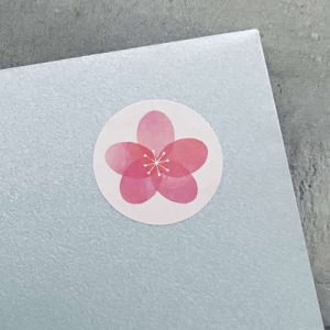 ronde sticker | pink flowers | bloem