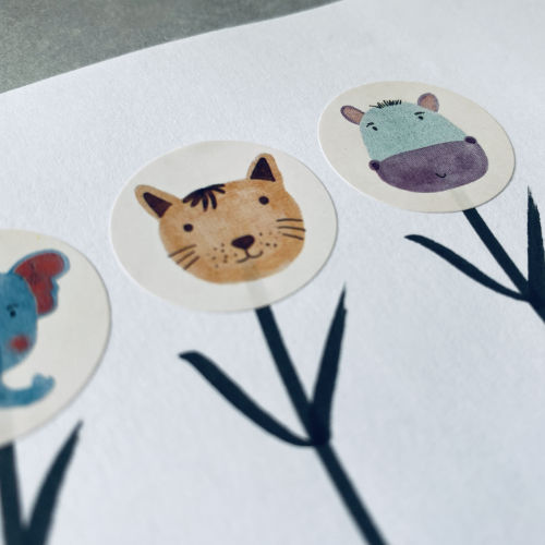 ronde stickers | zoo veel dieren | 25mm
