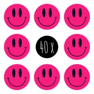 set stickers | smiley | roze | 25mm | 40x