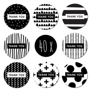set stickers | thank you | zwart-wit | 25 mm | 40x