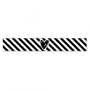 sticker | hartje | zwart-wit | schuine strepen | 100x15mm
