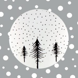 sticker | kerst | kerstbomen en sneeuw | wit-zwart