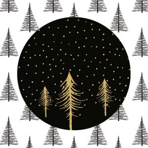 sticker | kerst | kerstbomen en sneeuw | zwart-goud