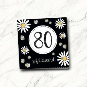 verjaardagskaart | 80 jaar | zwart-wit