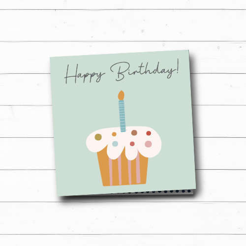 verjaardagskaart | happy birthday | cupcake