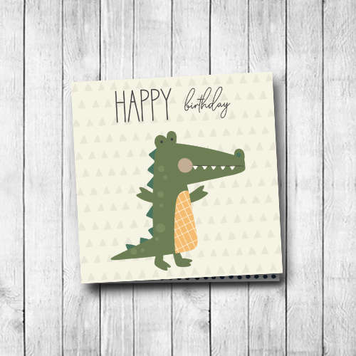 verjaardagskaart voor kids | krokodil | happy birthday