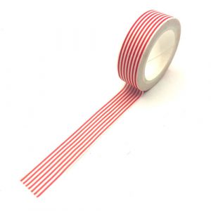 washi tape | rol | streepjes | rood-wit